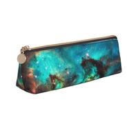 QIN&ZHENG Universe Galaxy Space Print - Estuche triangular de cuero ligero para cosméticos, organizador compacto de impresión completa, color blanco, talla única, elegante, blanco, One Size, Elegante