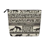 QIN&ZHENG Wolf Construct04 - Estuche de maquillaje con cremallera grande para mujer, color negro, talla única, color negro y blanco, blanco y negro, talla única