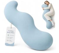 Qinayig Almohada ergonómica de cuerpo completo con forma de vaina para dormir de lado, soporte para caderas y piernas, diseño de alineación del cuerpo en forma de S (azul, L)