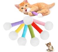 Qinayig Juguetes gigantes para patear hisopos de algodón con hierba gatera - 2 piezas - Juguetes de autoempleo para gatos de apartamento; palitos de peluche interactivos y suaves (6 unidades)