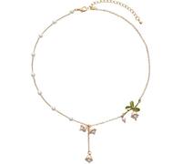 QINC Gargantilla de perlas esmaltadas con orquídeas de campana para mujer, elegante collar de flores y plantas para boda