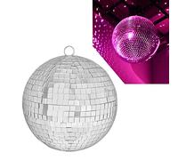 QINERSAW Bola de Discoteca de 20 cm Bola de Espejos 20 cm Bola de Discoteca Espejos Esfera de Espejos para Discoteca para Vestirse de Fiesta (Plata)