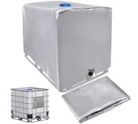 QINERSAW Funda para Depósito de Agua IBC de 1000 litros con Cremallera, Funda Protectora para Depósito de Agua, Tela Oxford 420d, a Prueba de Polvo, Anti-UV, 120x100x116 Cm, Plateado