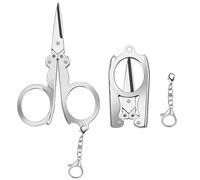 QinfanVi 2 tijeras plegables de acero inoxidable, tijeras de viaje portátiles, mini tijeras para manualidades de papel, costura, tijeras de metal de 10 cm (plateadas, 2 piezas)