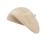 Qinfren Boina Mujer Clásico Estilo Francés Gorro Vintage Sombrero de Punto Artista Parisino Moderno Pintor Sombrero Otoño Invierno,Beige,Talla única