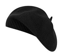 Qinfren Boina Mujer Clásico Estilo Francés Gorro Vintage Sombrero de Punto Artista Parisino Moderno Pintor Sombrero Otoño Invierno,Negro,Talla única