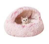 qing yun Cama cueva para gatos, saco de dormir esponjoso para gatos, acogedora felpa cálida para mascotas, cama cueva para alivio de la ansiedad, cama iglú para gatos de interior (35 cm, rosa)