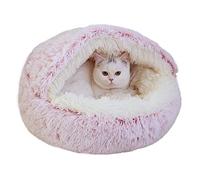qing yun Cama de cueva de gato, saco de dormir esponjoso para gatos, acogedora y cálida de felpa para mascotas, cama de iglú para gatos de interior (65 cm, rosa peluche)