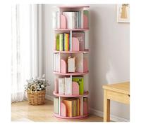 QINGGANG-0224 Almacenamiento de Libros Rotating Bookcase Floor Shelves Home Living Room Student Illustrated Book Storage Bedroom Multilevel Bookcase estanterías para Libros(Pink)
