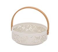 QINGGANG-0224 Centro de mesa decorativo Cesta de frutas con forma rosa y asa, diseño ventilado, cuenco for servir, decoración mesa vintage chic for el comedor(Pequeño)