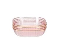 QINGGANG-0224 Centro de mesa decorativo Plato de frutas decorativo cuadrado for el hogar Cocina Hotel Restaurante refrigerios dulces Juego 4(Pink)