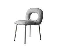QINGGANG-0224 Cocina Comedor Pequeña Modern Boucle Dining Chairs, Kitchen & Dining Room Chairs, Backrest Upholstered Dining Chairs with Metal Legs Decoración del Hogar(Grey)