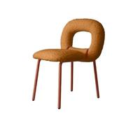 QINGGANG-0224 Cocina Comedor Pequeña Modern Boucle Dining Chairs, Kitchen & Dining Room Chairs, Backrest Upholstered Dining Chairs with Metal Legs Decoración del Hogar(Orange)