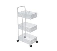 QINGGANG-0224 Estante de Verduras para Cocina Estante De Almacenamiento For Carrito, Metal For Cocina Y Baño, For Móvil, con Ruedas(Blanco,Pequeño)
