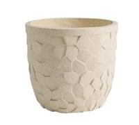 QINGGANG-0224 macetas de Interior Relief-Patterned Magnesium-Based Flower Pot: Ideal For Growing Money Trees and Bird-of-Paradise Plants(Medio)