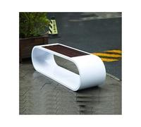 QINGGANG-0224 Muebles de Patio Banco de Exterior en Zigzag Acero Inoxidable con Asiento Madera for Patio, Color Blanco(Medio)