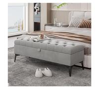 QINGGANG-0224 Tumbona Banco de Almacenamiento Entrada Moderno Extremo Cama otomano tapizado Terciopelo for Dormitorio for pie capitoné Reposapiés Taburete(Dark Grey,100 * 40 * 43cm)