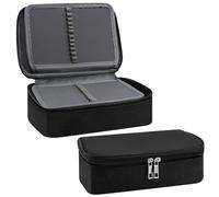 QINGHEC Estuche negro grande, estuche con cremallera, 72 ranuras con compartimentos, estuche para lápices con asa, 23,5 x 16,5 x 7 cm, extraíble, para niñas, niños y adultos, Negro , Simple