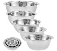 QINGLANG Juego de 5 cuencos de acero inoxidable para hornear, multiusos, para sopa, 5 tamaños, ahorro de espacio, cuencos de ensalada, aptos para lavavajillas, para cocina, hornear, almacenamiento de