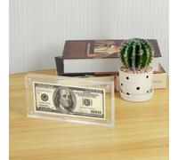QINGLANG Soporte de acrílico transparente para billetes de dólar, soporte para billetes de banco, dinero en efectivo, moneda, papel de papel, marco Dsiplay, funda para billetes de dólar, soporte para