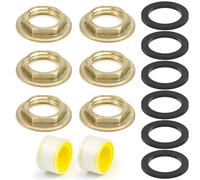 qingmeng 6 tuercas de bloqueo hexagonales con brida, tuerca de brida de 1/2 pulgadas con junta y cinta de sellado de rosca, rosca interior, ranura hexagonal de latón para grifo, lavabo, accesorios