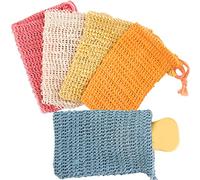 qingmeng Sacos de jabón, 5 unidades, natural, bolsa de jabón de sisal, 5 colores, 10 x 14 cm, bolsa de jabón con cordón para jabón sólido y champú sólido