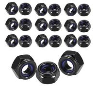 qingmeng Tuercas hexagonales M6, 50 unidades de tuercas M6 negras, tuercas autoblocantes, tuercas de bloqueo, tuercas de bloqueo, juego de tuercas de contratuerca, rosca métrica