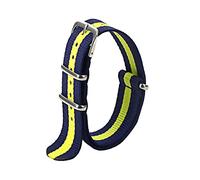 qingmutech Correa de reloj de nailon transpirable antisudor de 18/20/22mm, correa de reloj Nato, accesorios de repuesto para reloj de cuarzo, relojes mecánicos, Azul+Amarillo, 20mm