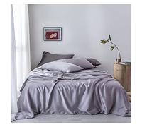 qingmutech Sabanas 150 x 190 100% Seda Noble púrpura Juego de Ropa de Cama Seda Saludable Doble Reina Rey Cubierta de edredón Hoja Plana Funda de Almohada Cubierta de Acolchado Sabanas 150x200