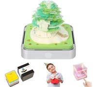 Qingning 3D Art Memo Pad 2025 Calendario, Calendario de Escritorio DIY con Árbol de Sakura, Papel Artístico, Bloc de Notas 3D Calendario con Luces, Regalo para Hogar Decoración de Escritorio (Verde)