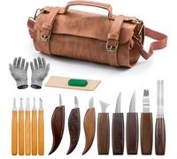 Qingning Juego de Herramientas para Tallar Madera-17pcs, Cuchillos de Tallar Madera, Kit de Tallado de Madera Manualidades, Kit de Cuchillos de Tallado de Madera para Principiantes y Profesionales