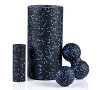 Qingning Set de 4 Rodillos de Masaje Muscular, Bola de Fascia, Foam Roller