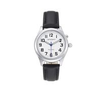 QINGQIAN Gran reloj parlante inglés para discapacitados visuales, habla con hora clara y fuerte, fecha y hora de alarma. La correa elástica es el mejor regalo para personas mayores o ciegas, Plateado