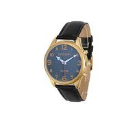 QINGQIAN Reloj parlante adecuado para personas mayores y con discapacidad visual, estilo unisex para hombres y mujeres (cuero dorado)