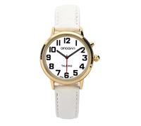 QINGQIAN Reloj parlante adecuado para personas mayores y con discapacidad visual para mujeres, cinturón blanco, Moderno