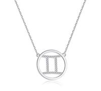 Qings 12 Constelaciones Collares Plata para Mujeres - Delicados Moda Ronda Géminis Astrológicos Zodiacos Horóscopo Colgantes Collar con Circonita Cúbica | Cumpleaño Joyería Mejores Regalos para Niñas…