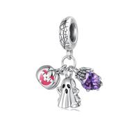 Qings Abalorios Calabaza Halloween Plata de Ley 925 Compatible con Pulseras y Collares Colgante Esqueleto Fantasma Vintage de Terror Charm Halloween Regalo de Octubre para Mujers