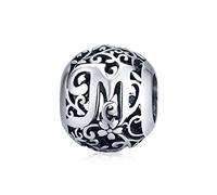 Qings Abalorios Charms de Letra para Niña - Cuentas de Letras M, Letras Cuentas