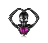 Qings Abalorios Esqueleto Halloween Plata de Ley 925 Compatible con Pulseras y Collares Colgante Vintage Calavera Corazón de Terror Charm Halloween Regalo de Octubre para Mujers