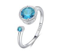 Qings Anillo Compromiso Solitario Tanzanita Anillo Plata Ajustables Abierto Anillo Piedra de Nacimiento