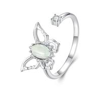 Qings Anillo Mariposa Plata de Ley 925 para Mujer Niñas Anillos Abierto Ajustable Mariposa Butterfly Animal Joyería Regalo