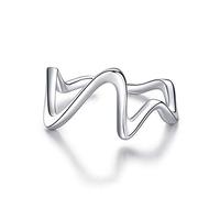 Qings Anillos Ajustables de Plata de Ley Anillos Altos y Bajos de mi hija Anillo Abierto Inspirador de Ondas CZ Zig Zag Up and Down V Anillos Joyas Regalos para Niñas Mujeres
