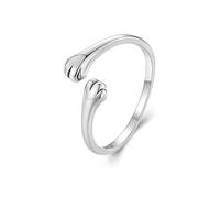 Qings Anillos Mujer Anillo de Abrazo Gato Plata de Ley 925 Huella de Gatos Hug Anillas Ajustable Abierto Bonito Gata Anilla, Lindo Animal JoyerÍA Regalo de Cumpleaños para Niña Amantes de los Animales