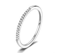 Qings Anillos Simples, Anillos Plata 925 Anillo Fino Anillo CZ Blanco Anillos Apilables Anillo de Banda Ring Samaño 15 Regalo de Cumpleaños para Niña Mujer