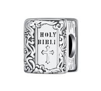 Qings Colgante Biblia para Pulseras y Collares de Plata de Ley 925 Vintage Charms Colgante Cruz Joyas Religiosas Regalos para Mujeres Hombr
