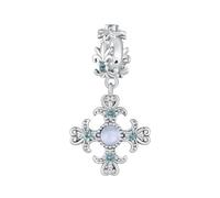 Qings Colgante Cruz para Pulseras y Collares de Plata de Ley 925 Charms Colgante Cruz Circonita con Flor de Iris Joyas Religiosas Regalos para Mujeres Hombres