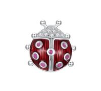 Qings Colgante de Charm Luminoso de Mariquita Plata de Ley 925 Abalorios de Animales Rojo Glow in the Dark Compatible con Pulsera Europeo y Collar