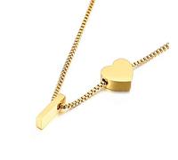 Qings Collar con colgante de corazón con alfabeto I chapado en oro Personalidad Love Fashion Letter A-Z como regalo de cumpleaños para mujeres y niñas