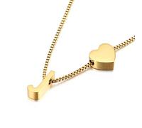 Qings Collar con colgante de corazón letra J chapado en oro Moda Amor Personalidad Combinación Alfabeto A-Z Regalo de cumpleaños para mujeres y niñas