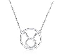 Qings Collar con colgante de horóscopo redondo de 12 constelaciones para mujer, con colgante de astrología y horóscopo redondo con circonita cúbica 5A, joyería de galaxia, regalo simple de cumpleaños